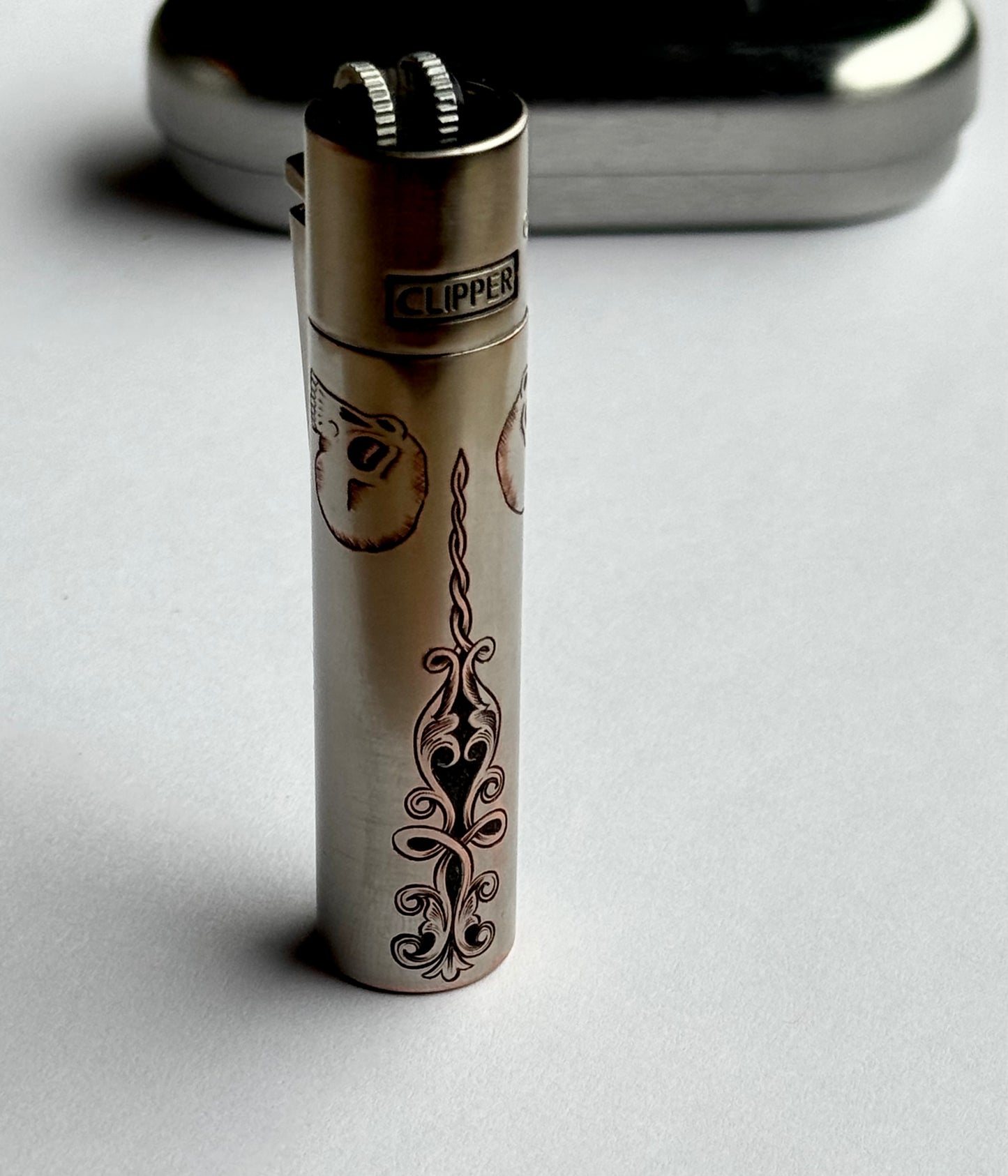 Hand Engraved Metal Clipper Lighter