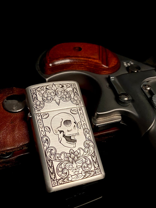 Hand Engraved Sterling Silver Zippo Lighter