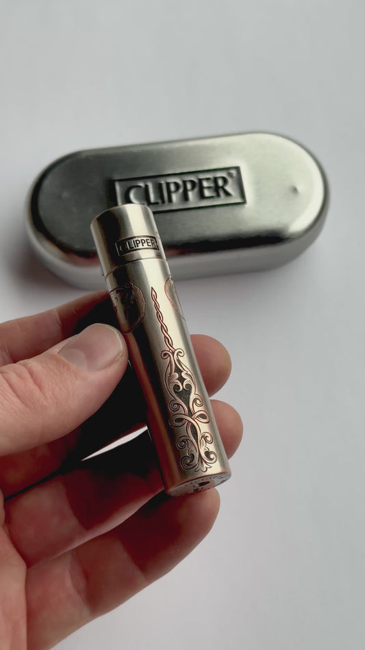 Hand Engraved Metal Clipper Lighter